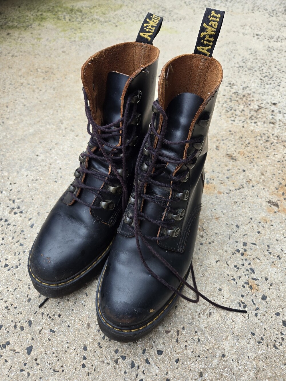Doc Dr Martens Leona Black Leather Lace-Up Combat Boots